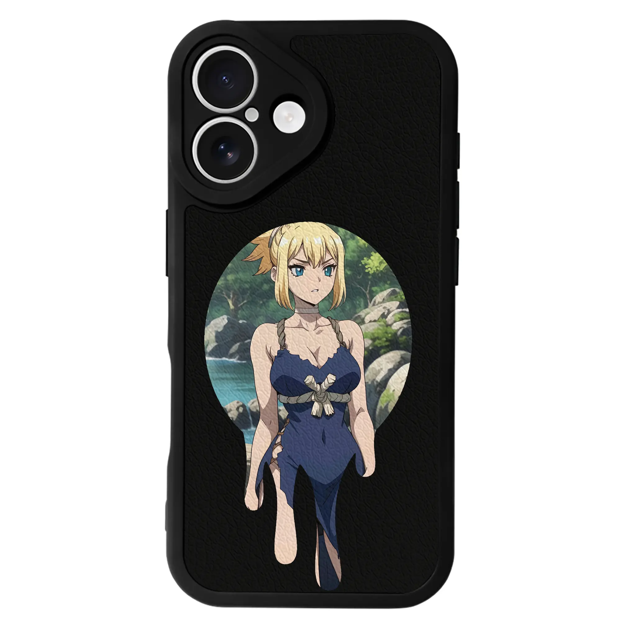 ドクターストーン グッズ,コハク - IPhone 16シリーズ対応 ・ シリコンスマホケース ・ レザー調 ・ 高精度フィット ・ 耐衝撃 ・ ワイヤレス充電対応 ・ 精密カット